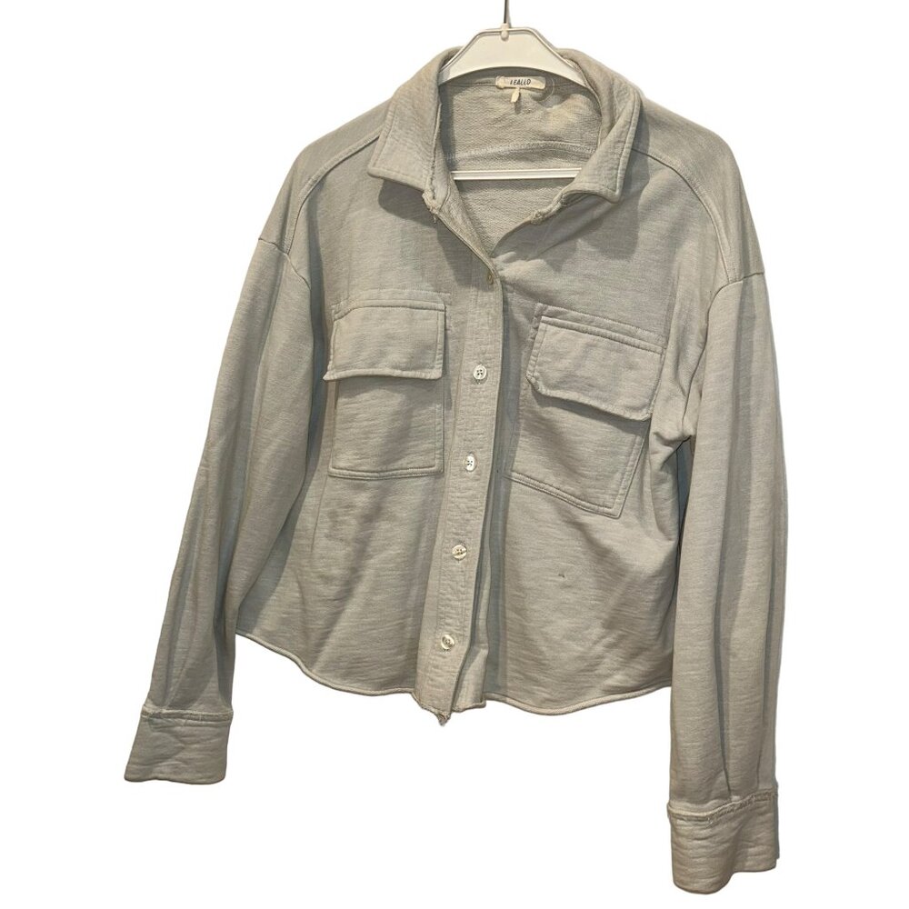 Leallo Italy light gray double placard shacket top XS